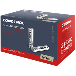 Щелочная батарея Condtrol AAA LR03 40 штук